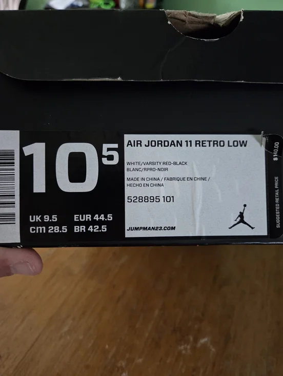 Air Jordan 11 Low "White Cherry" Mens Size 10.5 - Picture 9 of 9